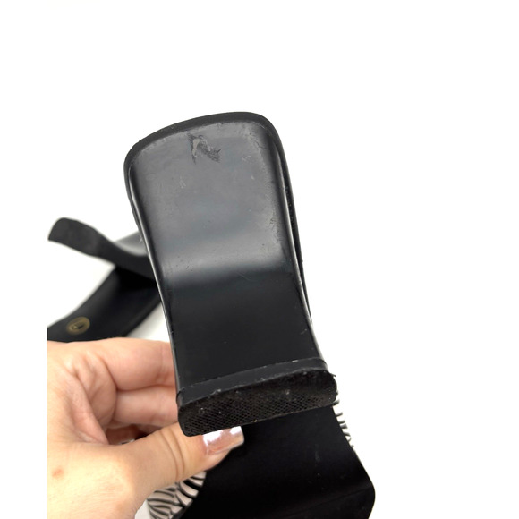 Vintage 90s Palornio Zebra Print Genuine Leather Block Heel Sandal Mules Size 7 - Picture 15 of 16